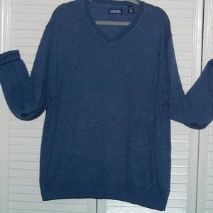 Chaps Men's X-Large Blue Variegated V-Neck Sweater